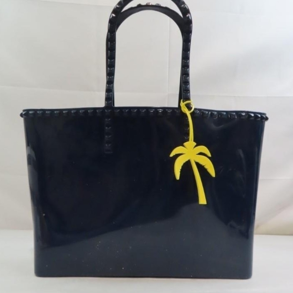 Carmen Sol Dark Blue Angelica Large Jelly Tote With Two Bag Charms